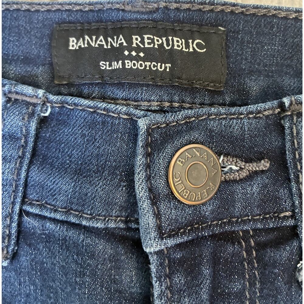 Banana Republic Slim Bootcut Jeans 00P Petite 24 Dark Wash 28" Inseam Y2K Indie - Picture 2 of 6